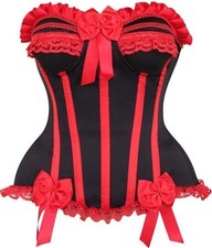 Daisy Corset Top Drawer Black Red Steel Boned Burlesque Boudoir Bustier Gothic