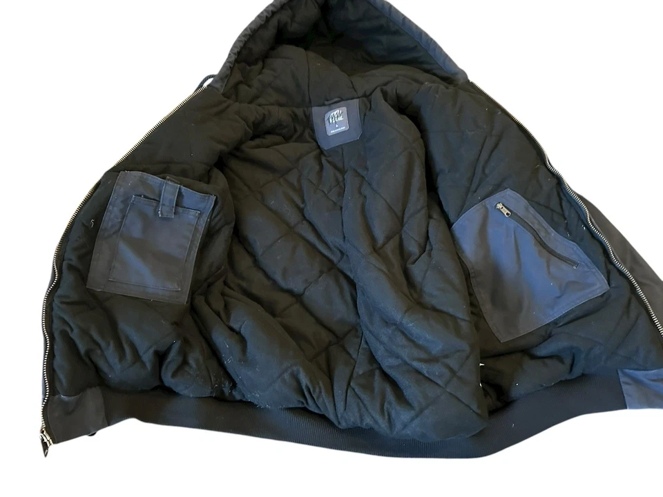 Chaqueta de Trabajo Activa Berne Heritage Duck Con Capucha Azul Marino Grande Aislada Foto 4 de 4