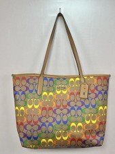 Coach City Tote Rainbow Signature Bag Multicolor C Canvas Leather Large Pride Rd