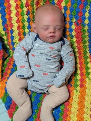 Authentic Hand Painted Reborn Cuddle Baby Hudson Asleep Bonnie Sieben