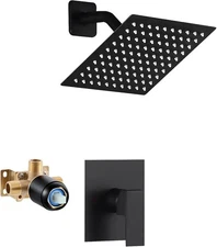 Bathtub shower faucet set (Valve Included) with 8-Inch Square Bathroom Rain Head