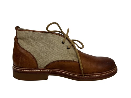 Frye Mens Boots 9.5 Brown Leather Canvas Chukka Desert Distressed Outdoor - Picture 3 of 14