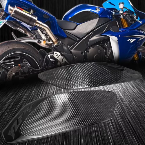 Tank Side Knee Stomp Protector Decal Pad 09-14 for YZFR1 R1 Perforated Black - Picture 5 of 5