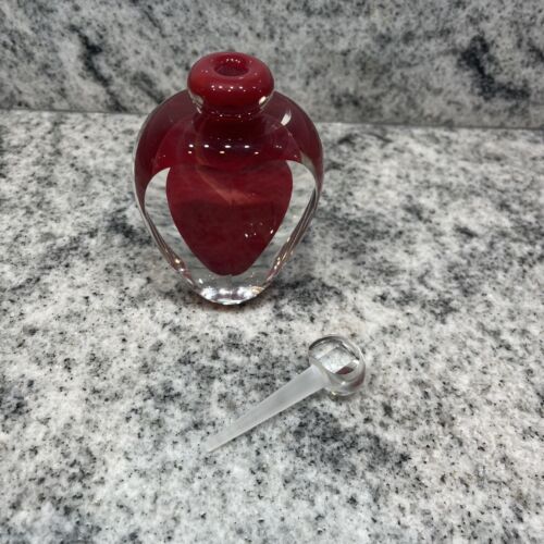 James Clarke Art Glas Abstrakt Herz Parfum Flakon Rot & Klar Signiert 1986 - Bild 21 von 24