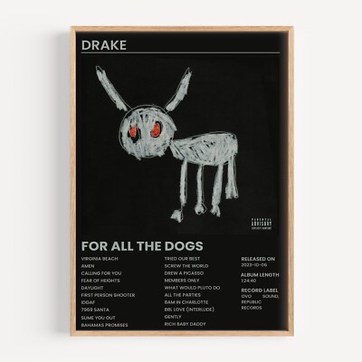 Drake - For all the Dogs Album Cover Autographed Art Poster Print
