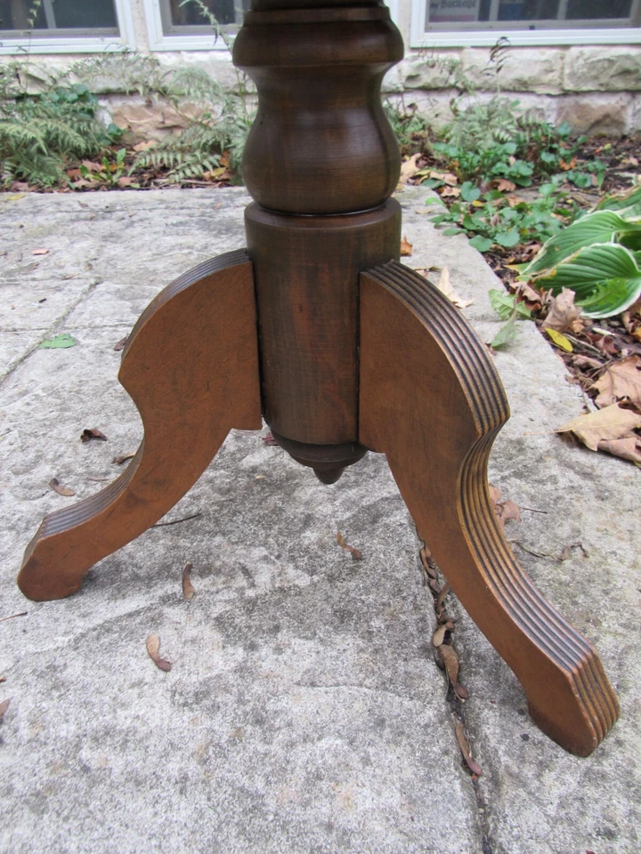 Antique piano stool CAST IRON & WOOD felt "TONK" Chicago New York - Image 2 of 4