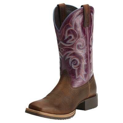 Ariat Women S Hybrid Rancher Brown Purple Western Square Toe Boots 10014163 Nib Ebay