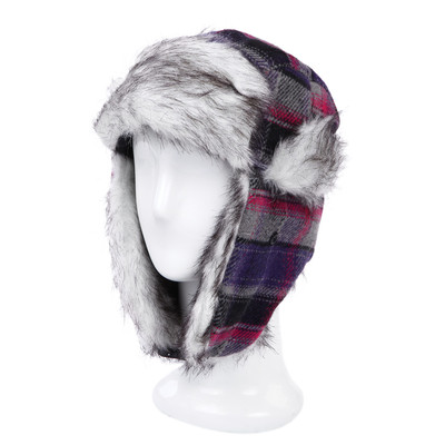 Warm Winter Plaid Faux Fur Trapper Ski Snowboard Hunter Hat  display picture 3
