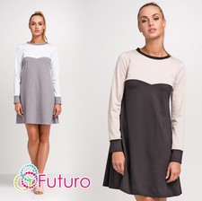 UK Ladies Casual Two Colours Tunic Long Sleeve Crew Neck Plus Sizes 8 - 18 FA432