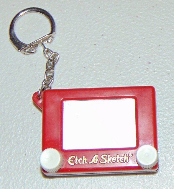 Mini Etch A Sketch vintage Toy Key Chain Ring WORKS Basic Fun Inc.1994