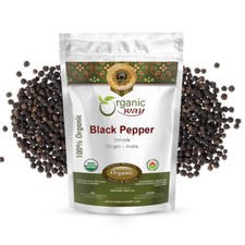Organic Way Whole Black Pepper - Grinder Refill  Kosher  USDA Certified