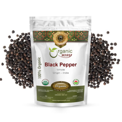 Organic Way Whole Black Pepper - Grinder Refill | Kosher & USDA Certified
