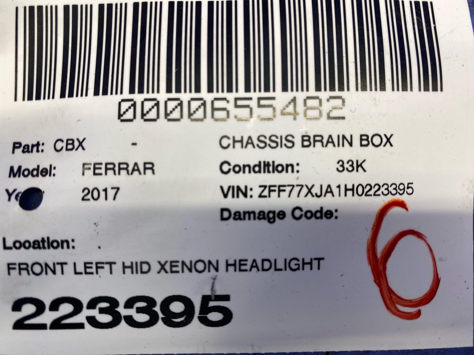 2015-2019 FERRARI CALIFORNIA FRONT LEFT HID XENON HEADLIGHT BALLAST MODULE UNIT