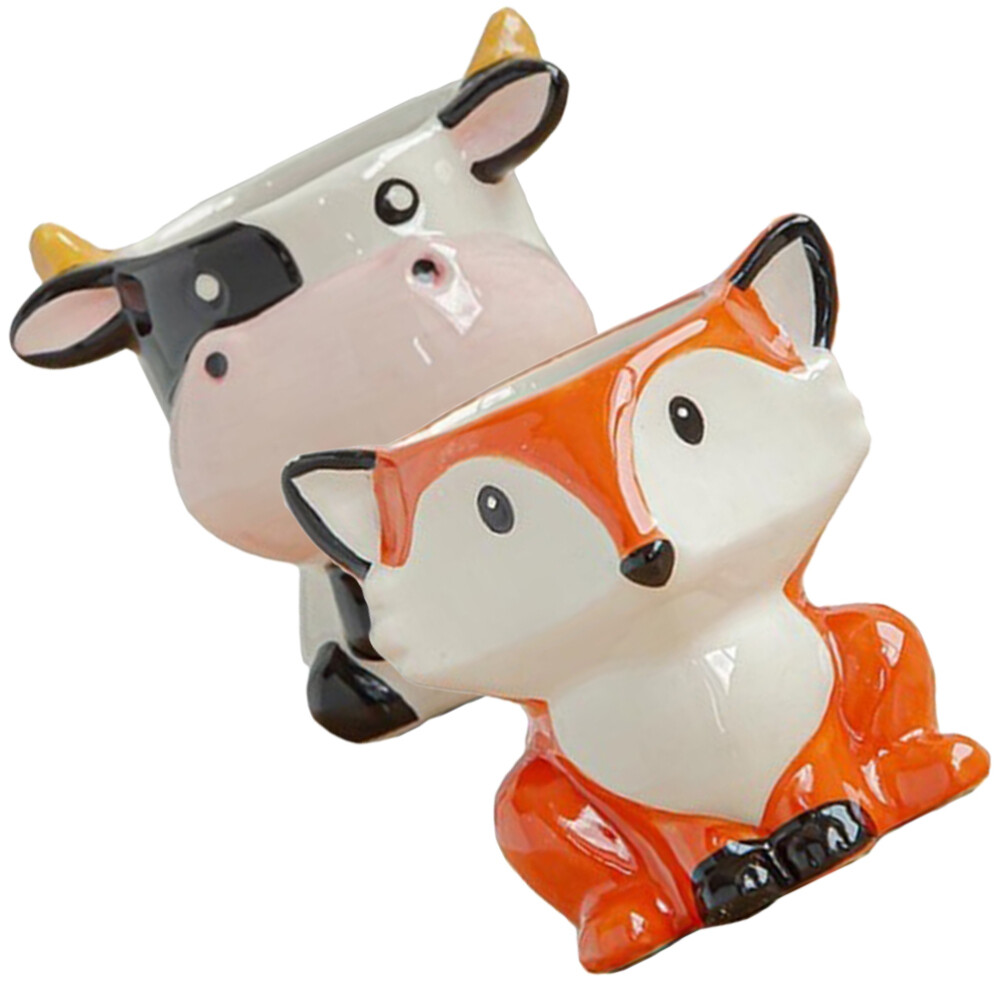 2 Pcs Small Bonsai Pots for Plants Animal Head Flower Office eBay