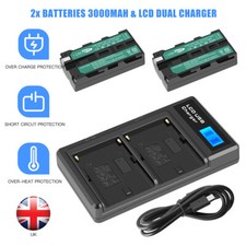 2× NP-F550 NP-F570 Battery For Sony NP-F330 NP-730 NP-F770 NP-970 w/USB Charger