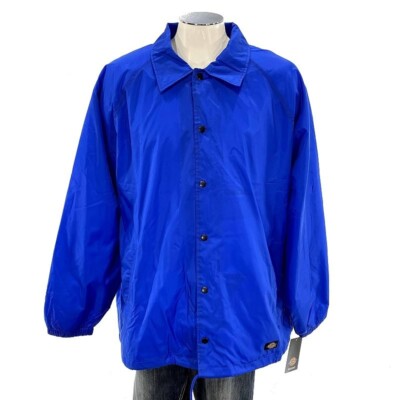NWT Dickies Snap Front Lined Windbreaker 4XL Nylon Jacket Coach Blue Mens