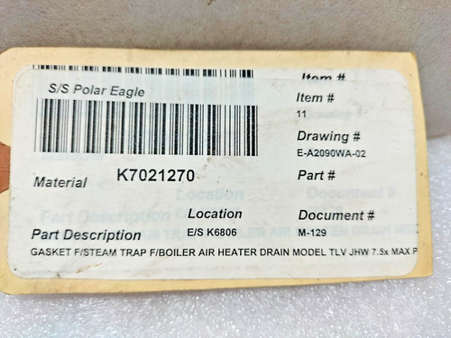 TLV 040 JH5.7N GASKET F/STEAM TRAP F/BOILER AIR HEATER - Picture 5 of 6