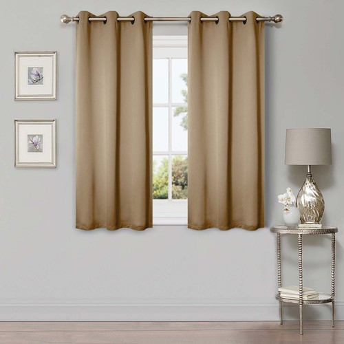 Solid Classic Modern Grommets Room Darkening 42" Wide Blackout Curtain Panel Set - Picture 138 of 206