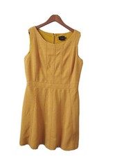 Just Taylor Dress Womens 14 Sleeveless Zipup Gold Knee Length Round Neck