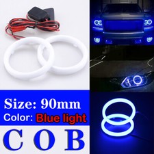 90mm Universal Drl Cob Led Angel Eyes Halo Ring Fog Headlight Lamp Light Blue