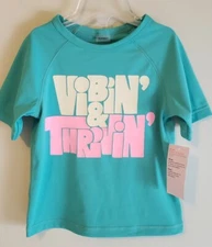 NEW Old Navy Girls 3T 4T 5T Short Sleeve Rash Guard Swim Tee TEAL Beach #31822