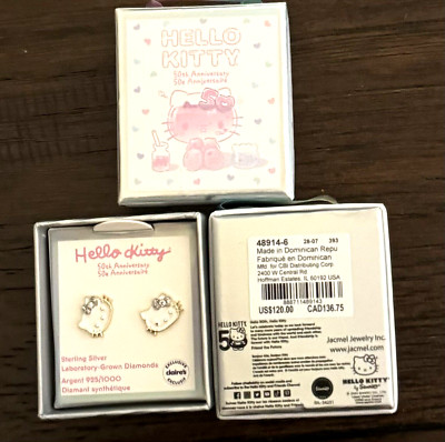 NEW Hello Kitty 50th Sterling Silver Earrings Claire s