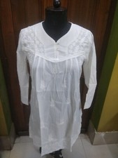 DRESS 100 COTTON S 38" SHIRT HANDMADE ETHNIC TOP KURTA KURTI CHIKAN EMBROIDERY