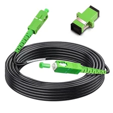 15 Meters SC/APC to SC/APC Fiber Optic Internet Cable, Armored Single Mode Pa...