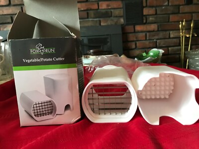 FOX RUN 5559 Vegetable/Potato Cutter Stainless Steel & White Plastic EVEN CUTS