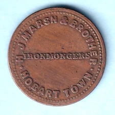 Australia Token.  Marsh & Brother - c1850s 1/2d..   Hobart Town (Tasmania)  VF