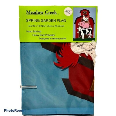 Meadow Creek 3D Spring Garden Flag Farm Barn Cow Pig Rooster New 