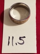 ??Metal Masters Titanium Wedding Ring?? Real Light Tan Wood Inlay 8mm Size 11.5