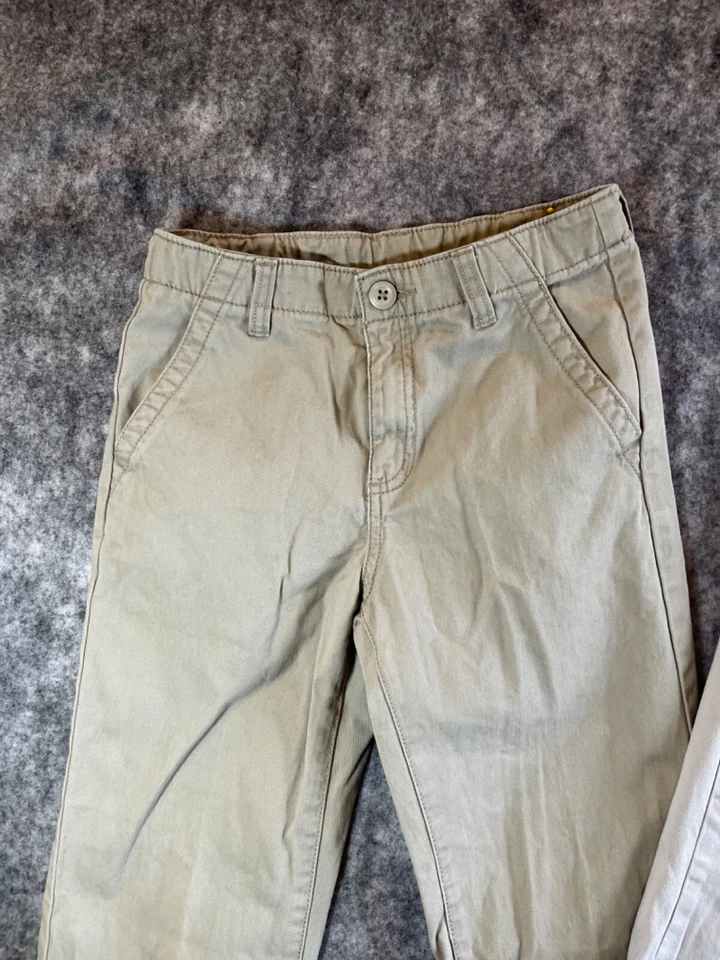 2 Pair-Boys George & Crazy Sz 10 khaki flat front adjust waist uniform pants - Image 2 of 4