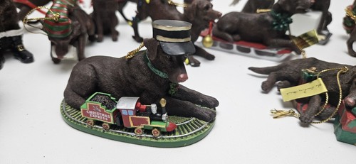 Danbury Mint Lovable Labrador Chocolate Lab Christmas Ornaments Set of 23 in Box - Picture 11 of 24