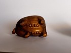 Chinese Hand Carved Fruitwood Smiling Happy Pigs Lucky Figurines Pair Statue Art — photo 5