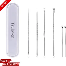 6PCS Blackhead Remover Extractor Pimple Popper Tool Kit Stainless Steel Facial
