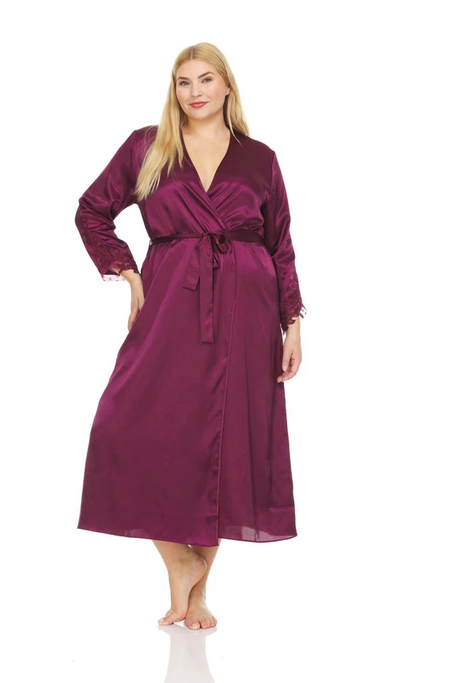 Flora от Flora Nikrooz атласный Stella платье и халат комплект сливы фиолетовый размер L/XL - Изображение 2 из 4
