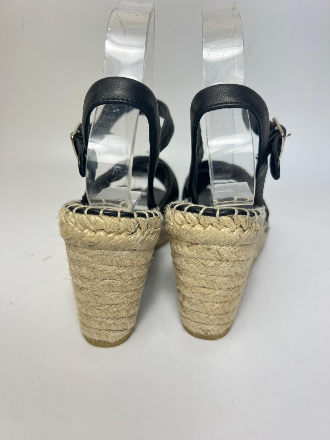 PRADA sandals wedge espadrille wedge heels black leather 38 uk5 ref kb image 8