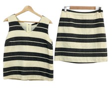 TOMORROW LAND Cream Black Women's Shirt  Skirt Set