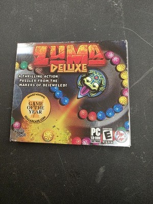 Zuma Deluxe PC CD ROM Computer Video Game Frog PopCap Puzzle Temple Ball Windows