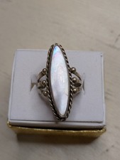 Size 8 Navajo Opal Ring With Half Half Sun Mark Sterling Silver
