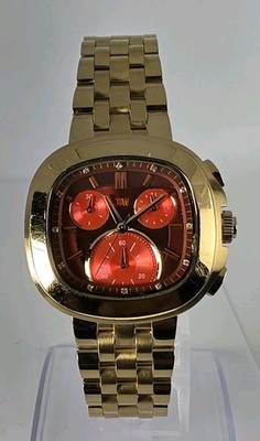  JBW CHRONOGRAPH MEN'S STAINLESSTEEL WATER RESISTANS DIAMONDS  DIAL GOLD PLATED 