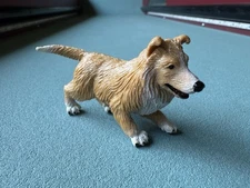 Safari Ltd WS Collie Puppy Figure 2004 Golden White Animal Dog Pet Figurine Toy