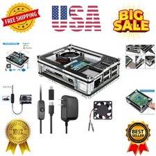 Raspberry Pi 3 B Case with Fan Cooling Pi 3B Case with 3 Pcs Heat-Sinks 5V 3...