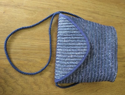 Laura Ashley Purple Woven Straw Handbag Natural Raffia small crossbody bag - Image 1 of 3