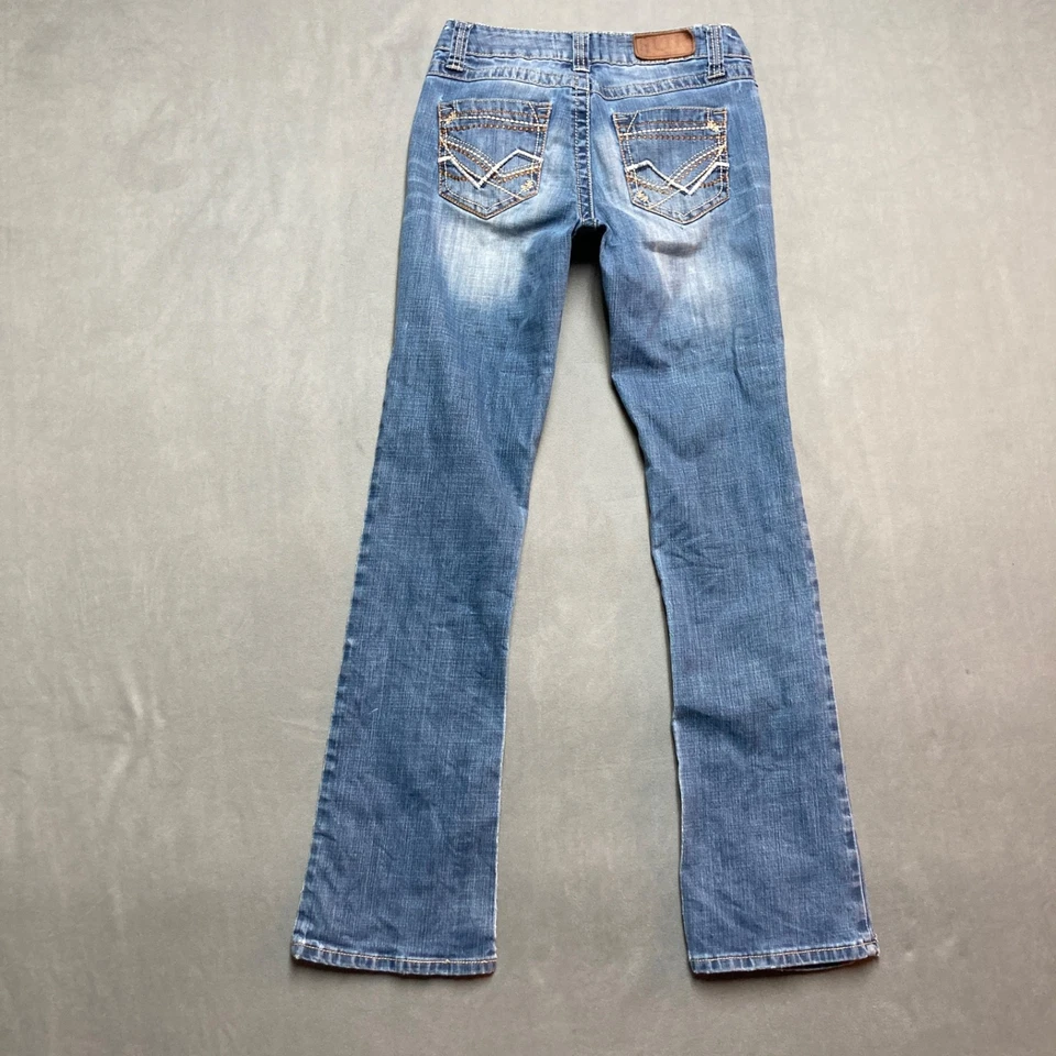 Cowgirl Up Jeans Womens 27 Blue Low Rise Bootcut Stretch Denim Western 29x33 - Image 2 of 4