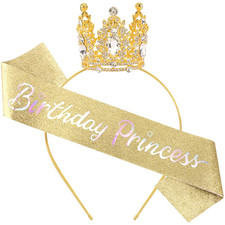 Birthday Princess Sash for Women Tiara  Crowns Headbands for Girls Happy Birthd