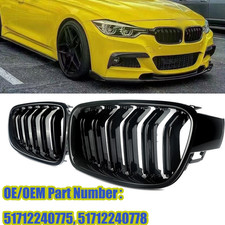 Glossy Black Front Kidney Grille Grill For 2012-2018 Bmw F30 3 Series 320i 328i
