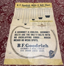 VTG BF Goodrich Multi-V Belt Wall Chart 16"x11"