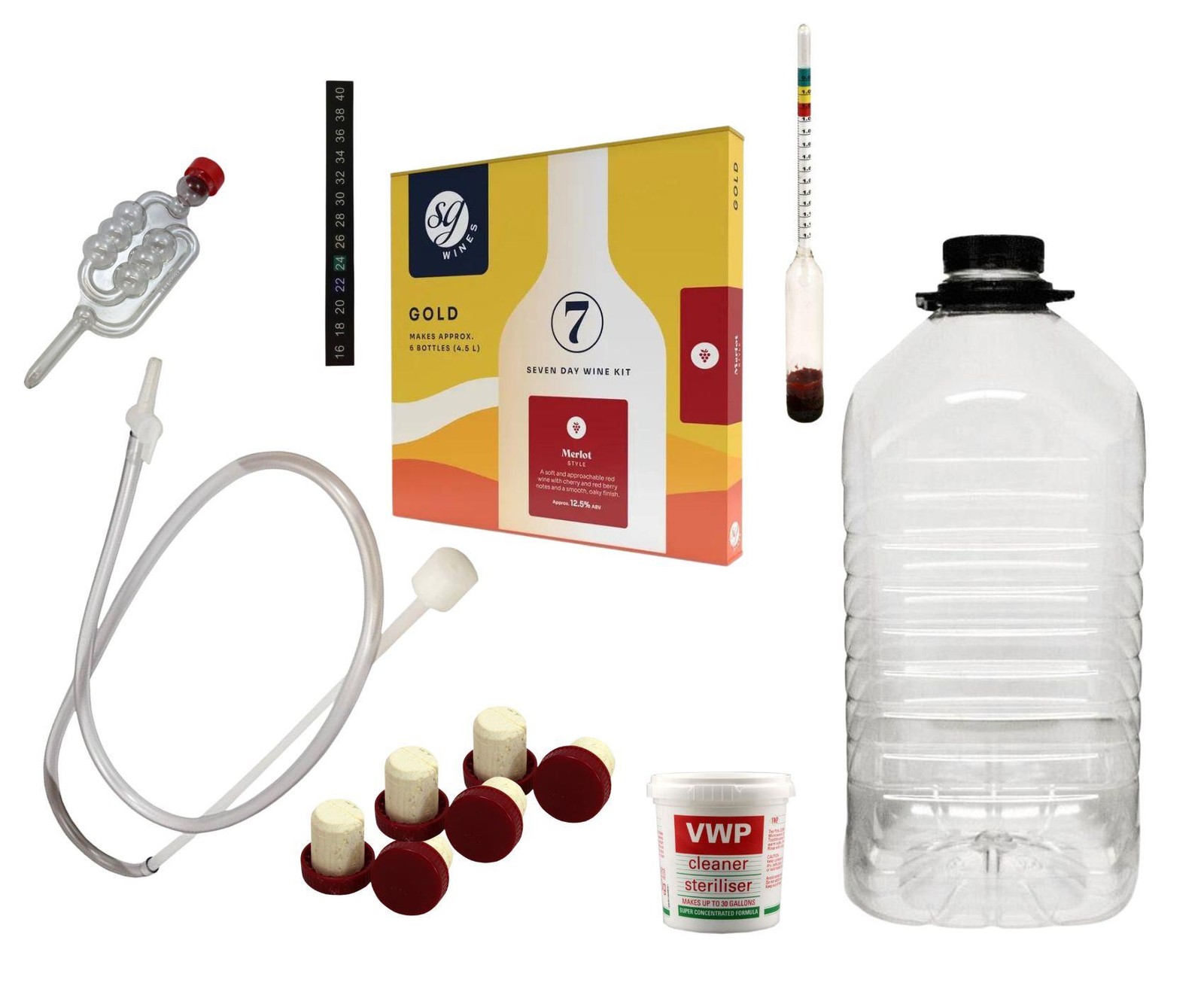 Merlot Red Wine Making Kit 6 Bottle 7 Day incl Equipment SG Wines Gold